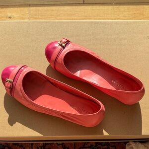 Cole Haan Coral/Pink Leather Flats with Buckle. So fun to wear!
